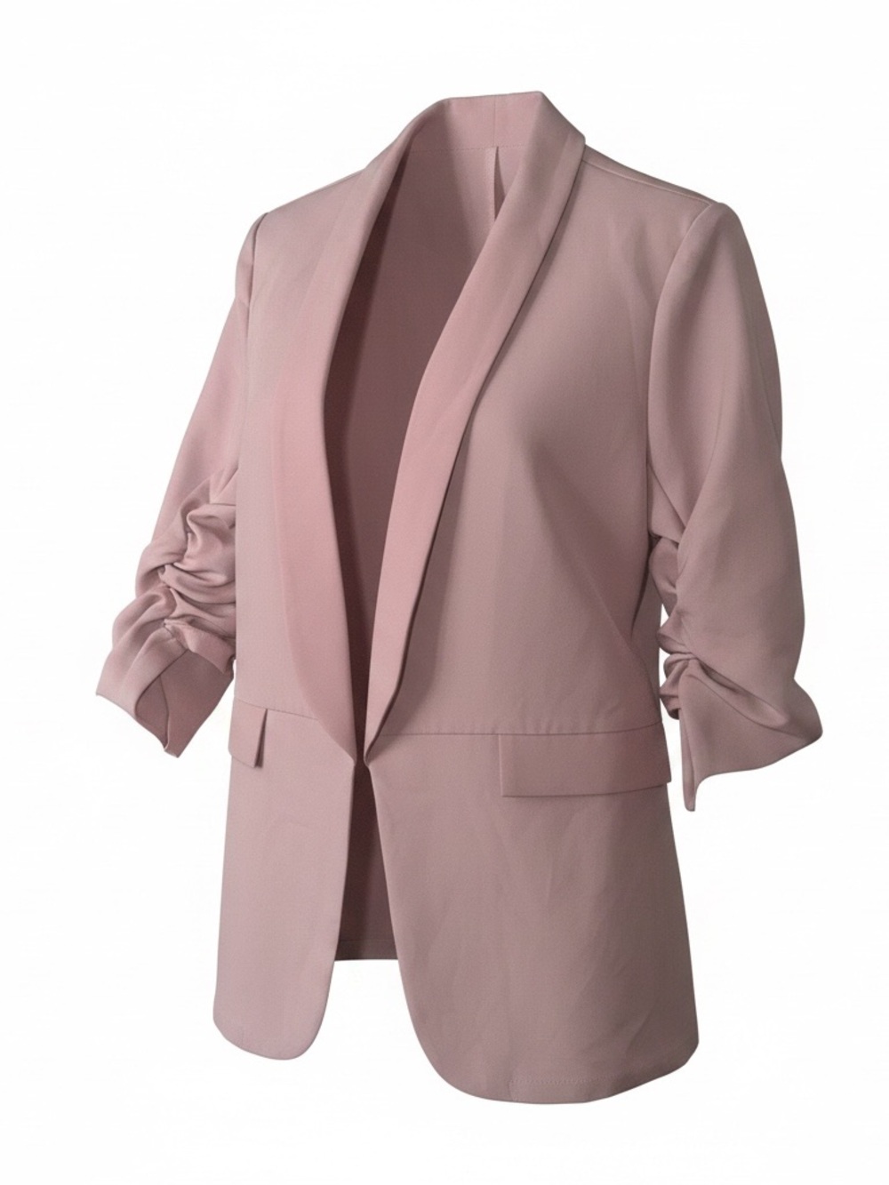 Blush Pink Open Front Blazer Jacket